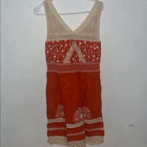 Moulinette Soeurs Orange and Cream Lace Dress
